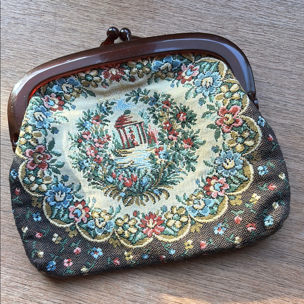 Vintage Floral Tapestry Clutch